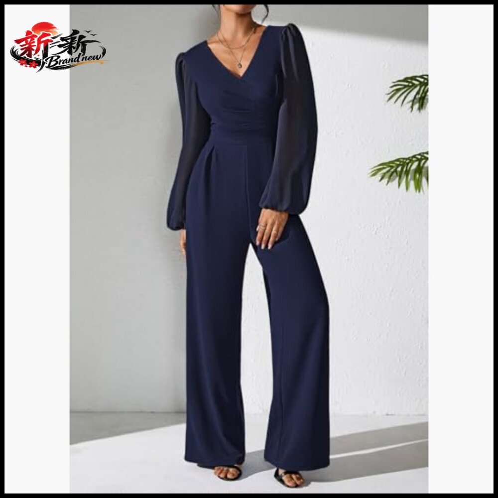 Polyester Blend Jumpsuit with Patchwork Chiffon S… - image 4